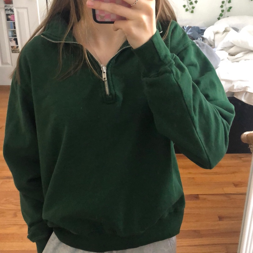 brandy melville emerald green quarter zip